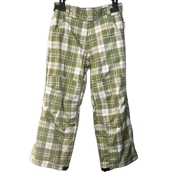 SUNICE GREEN PINK WHITE PLAID GIRLS SKI PANTS SNOW PANTS SIZE 12 - Picture 1 of 10